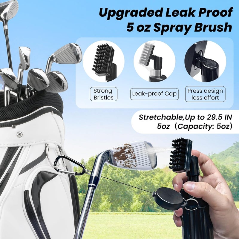 BAPOTH Store Golf Club Cleaner, Non-Leaking Stretchable Golf Club Brush with Microfiber Golf Towel (23.6 * 15.7 in), Strong Bristles Golf Brush Can Hold 5oz Water, Essentials Golf Accessories for Men - Image 2